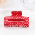 Chic red hair claw clip with heart pattern on smooth plastic finish for women - Full Heart Print Red