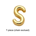 Single 3D polished gold-plated letter S charm pendant accessory for DIY jewelry making - Letter S