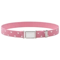 Pink elastic kids belt with white heart pattern and silver magnetic buckle - Pink Heart