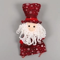 Christmas Santa Claus gift bag with red velvet fabric and white snowflake pattern with drawstring - Top Hat Santa / Red