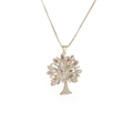 Golden Tree of Life necklace with colorful zircon stones on white background - Gold Round Tree of Life Multi-color Zircon