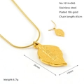 Collar minimalista de acero inoxidable bañado en oro de 18k con colgante de hoja - Collar de Hoja Dorada (Una Hoja Riqueza)