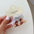 Mini bow-shaped hair claw clips set in transparent grey and amber tortoiseshell finish - Bow Grey Coffee (Set of 4)