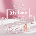 Puzzle-shaped acrylic ornament with romantic quote My Love on soft pink background - My Love Crown Hands Style (Q51)