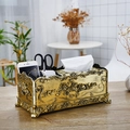 Boîte à mouchoirs dorée vintage européenne avec relief floral pour rangement de bureau - Café doré