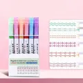 Set di 6 penne colorate per contorni da diario con punte a rullo a motivi unici - Testa Singola (Confezione da 6) / Confezione in scatola