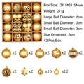 42-piece gold Christmas ball ornament set with matte, glitter, and engraved textures - R2-10 Style