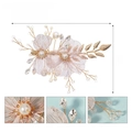 Detalle de la pinza floral con perlas y diamantes de imitación con medidas precisas - Flor Hueca / Dorado