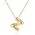 Gold-plated bubble balloon letter Z pendant necklace with delicate bead chain design - Letter Z - Gold