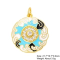Detail of blue and white enamel pendant with cubic zirconia inlay on gold base - Sky Blue Waves
