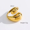 Anello aperto a doppia goccia dorato in acciaio al titanio impermeabile da 23 mm - Aperto Regolabile / Oro