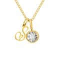 Collana in acciaio inossidabile con ciondolo lettera S dorata e pietra di zircone bianco - Lettera S / Oro