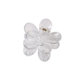 Macro di una pinza per capelli a forma di fiore trasparente con molla in metallo dorato - Confezione sfusa / Stile con Motivo Floreale / Trasparente