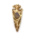 Arrow-shaped natural stone pendant with gold trim and brown crystal on white background - No.6-Beige Brown Stone
