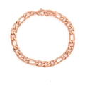 Elegant rose gold Figaro chain bracelet with lobster clasp on a clean white background - 16.5cm / 6mm / Rose Gold