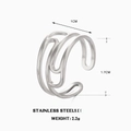 Minimalistischer mehrlagiger Edelstahlring in Silber mit offenem, verstellbarem Design - Hohlraum-Stil / Silber