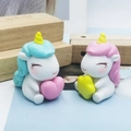 Cute unicorn figurines with blue hair holding hearts and pink hair with stars - Blue Holding Heart And Pink Holding Star