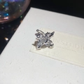 Vista macro di un orecchino a clip a stella in argento con zirconi scintillanti - Argento Pezzo Singolo (Stile Stella)