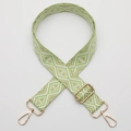Adjustable green and white geometric diamond pattern bag strap with gold metal swivel hooks - No. 700 Gold Hook
