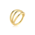 Macro detail of triple-layered golden stainless steel ring with polished finish - 1.2*8mm / Gold