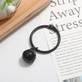 Black metal key ring with matching round bell charm for DIY bags and accessories - Black