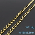 Goldene Edelstahl-Panzerkette, 18g Gewicht und 450x5,5mm Abmessungen in der Detailansicht - Goldene Halskette (KN197703-Z)