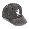 Detail of grey denim baseball cap showing pixel dinosaur patch and breathable eyelets - 52-54cm / Black