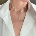 Silver Zirconia Tassel Necklace