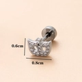 Orecchino a maschera in acciaio inossidabile con zirconi cubici di 0,8 cm per 0,6 cm - Argento 6# (Gatto/Maschera)