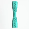 Teal hexagon dog chew toy with textured surface and cleaning grooves for dental care - M / Teal