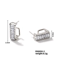 Boucles d'oreilles créoles géométriques en zircon rectangulaire au design élégant et chic - Argent (E00050-2)