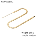 Flat gold snake bone chain necklace with lobster clasp and adjustable length parameters - HX47006BW0