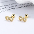 Eleganti orecchini a lobo infinito in argento 925 dorato con brillanti zirconi cubici - Argento 925 / Oro/Paio