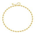 18K gold plated necklace featuring irregular oval geometric links with adjustable lobster clasp - 18K Gold Plated / Gold (KN0143)