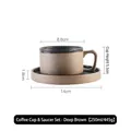 Handmade dark brown stoneware coffee cup and saucer set with a matte rustic texture - Coffee Cup & Saucer Set / Dark Brown