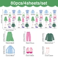 Kids clothing sorting labels with 80 icons for wardrobe and drawer organization - 80Pcs Clothing Accessories Labels (CT24Y11405J_T) / 4 Sheets/Set