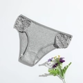 Slip in cotone a coste grigio chiaro con pizzo laterale e vita bassa traspirante - S / Grigio