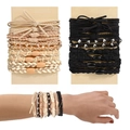 Set de 20 gomas de pelo y pulseras bohemias con cuentas y dijes de metal brillantes - Estilo Decorativo con Pedrería - Colores Mixtos - Sin Cartón