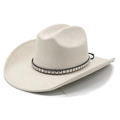 Classic beige suede cowboy hat with wide brim and studded leather band decoration - M (56-57cm) / Beige