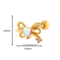 Clou d'oreille papillon doré avec gemme cœur et tailles de 0,62cm et 0,82cm - Nœud Cœur Opale - Couleur Or (8#)