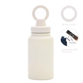 Cream-white stainless steel water bottle with Booster Ring magnetic phone holder cap - 650ml / Ivory