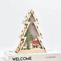Wooden Christmas tree light featuring Santa Claus and reindeer scene with warm LED glow - Triangular Santa Claus LED Light