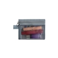 Portable gray mesh makeup bag with zipper closure and round puller for travel storage - Small (13*10cm) / Gray