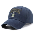 Dunkelblaue Baseballkappe aus gewaschener Baumwolle mit gelber Retired Air Force Stickerei - Marineblau