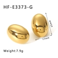 Detail van 18k vergulde ovale oorbellen met technische specificaties en hoogglans afwerking - Goud (HF-E3373-G)