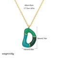 Golden necklace with a modern three-tone green enamel letter D pendant and detailed dimensions - Letter D