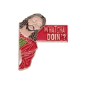 Spilla in metallo Gesù con nuvoletta rossa 'WHATCHA DOIN'?' e finitura in smalto - Stile Whatcha Doin' (XZ8466)