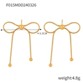 Eleganti orecchini a fiocco dorati con catena a serpente e perline metalliche per donna - Orecchini a Fiocco / Orecchini d'oro
