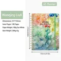 2026 A5 weekly planner with floral cover, golden spiral binding and green elastic band - Vast Glaze (2026)