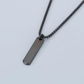 Minimalist black stainless steel vertical bar pendant necklace with sleek box chain design - Black (KN285571-KFC)